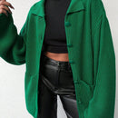Cardigan de manga larga con botones y cuello para mujer, de estilo minimalista