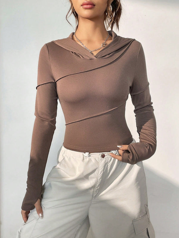 Ezwear sudadera con capucha unicolor crop