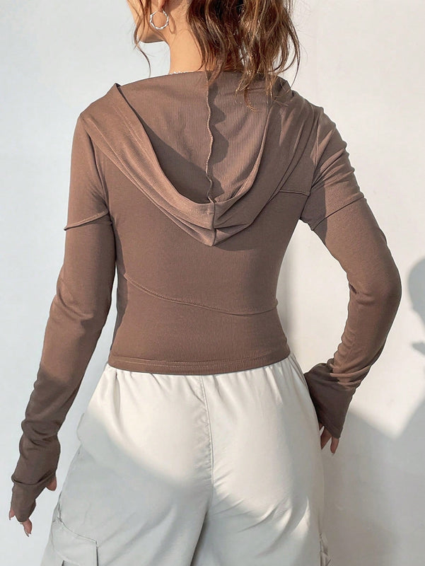 Ezwear sudadera con capucha unicolor crop
