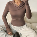 Ezwear sudadera con capucha unicolor crop