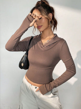 Ezwear sudadera con capucha unicolor crop