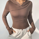 Ezwear sudadera con capucha unicolor crop