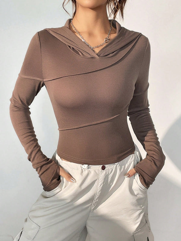 Ezwear sudadera con capucha unicolor crop