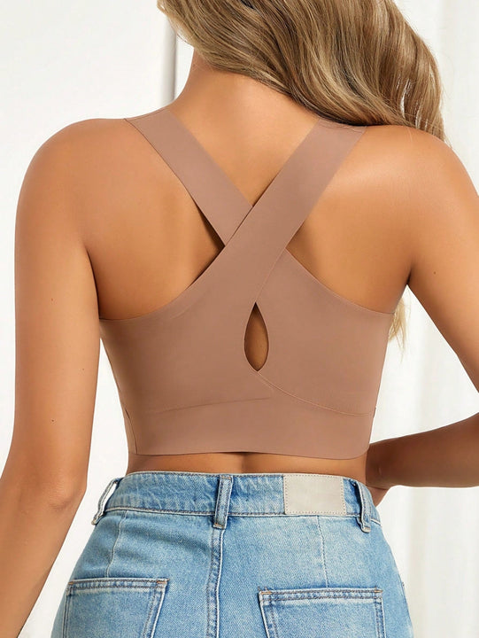 1 pieza sujetador sin costuras de unicolor para mujer