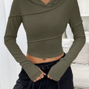Ezwear sudadera con capucha unicolor crop