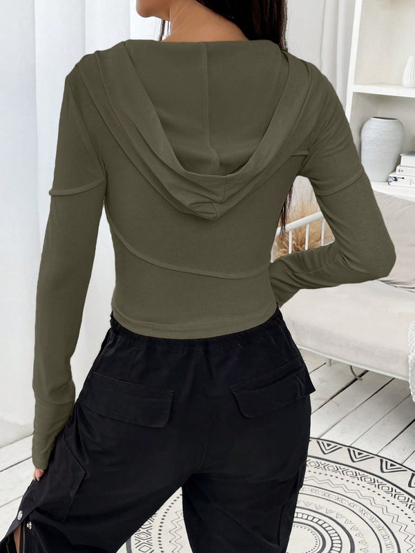 Ezwear sudadera con capucha unicolor crop
