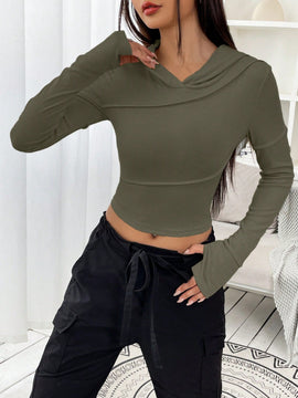 Ezwear sudadera con capucha unicolor crop