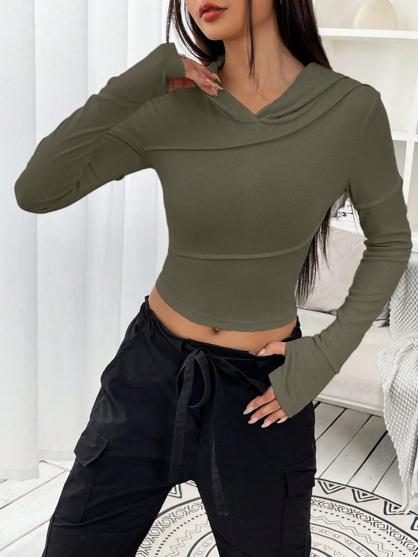 Ezwear sudadera con capucha unicolor crop