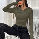 Ezwear sudadera con capucha unicolor crop