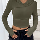 Ezwear sudadera con capucha unicolor crop