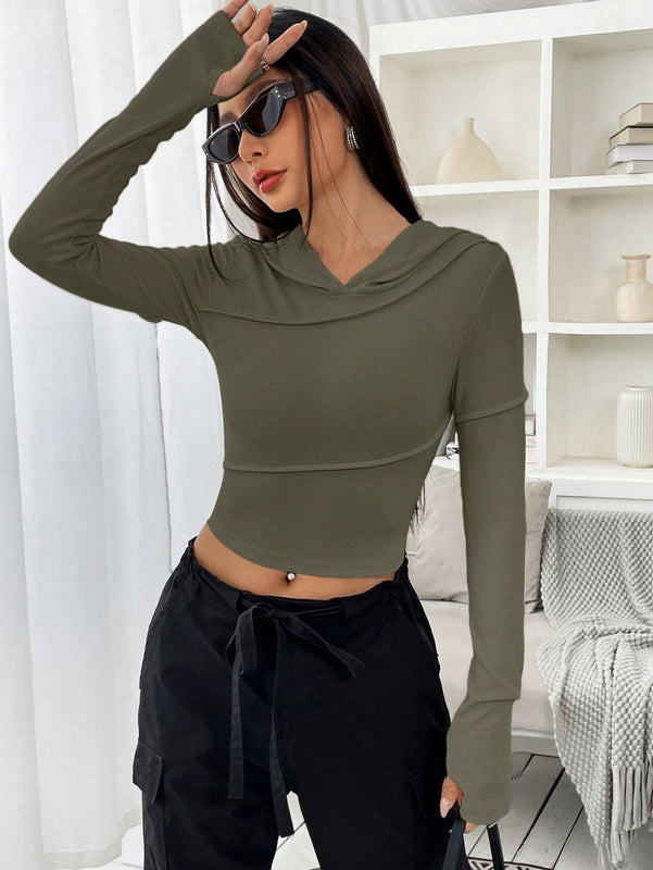 Ezwear sudadera con capucha unicolor crop