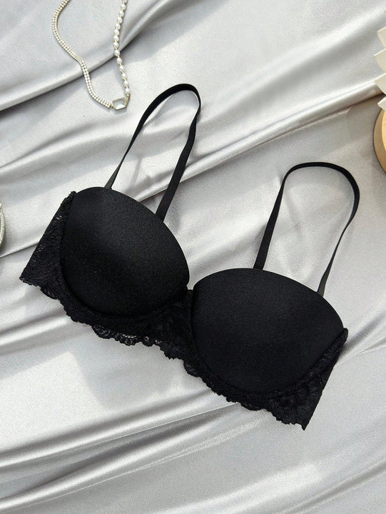 Underwear&sleepwear basics juego de lenceria de 3 piezas/set de sujetador de contraste de encaje de unicolor para mujer