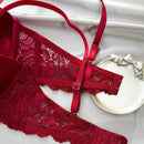 Underwear&sleepwear basics juego de lenceria de 3 piezas/set de sujetador de contraste de encaje de unicolor para mujer