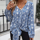 LUNE Blusa con estampado bajo con nudo