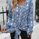 LUNE Blusa con estampado bajo con nudo