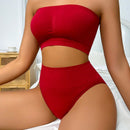 Conjunto De Brasier Sin Costuras Y Tanga De Triangulo De Cintura Alta Sin Tirantes Para Mujer