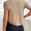 EZwear Chaleco sueter roto con corazon & con patron de letra