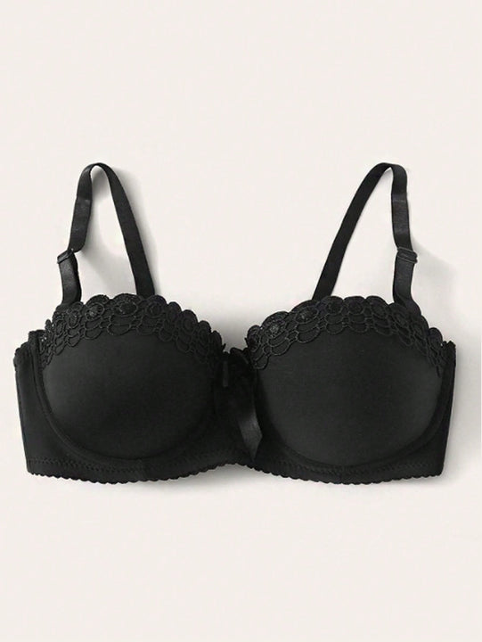 1 Pieza Sujetador Con Aros Bordado De Mariposa Con Diseno Antideslizante, Sujetador Sexy De Moda Para Mujeres Que Reduce Senos Grandes