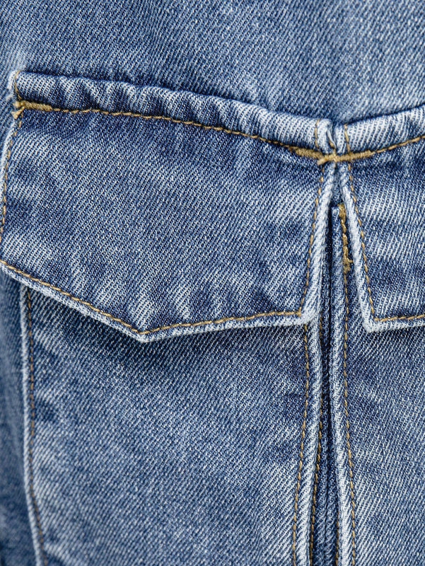 Haute Jeans De Pierna Ancha Con Bolsillos De Solapa Y Estilo Cargo