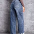 LUNE Jeans con bolsillo oblicuo bajo con encaje en contraste de pierna ancha