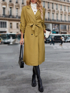 Prive Gabardina de manga enrollada con boton de doble botonadura