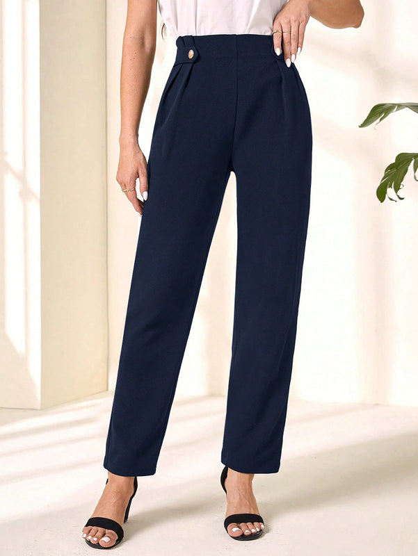 Pantalones Largos Casuales De Color Camello Para Mujer