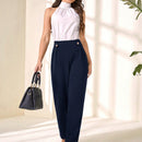 Pantalones Largos Casuales De Color Camello Para Mujer
