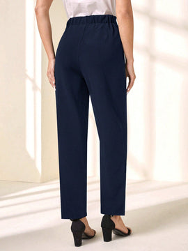 Pantalones Largos Casuales De Color Camello Para Mujer