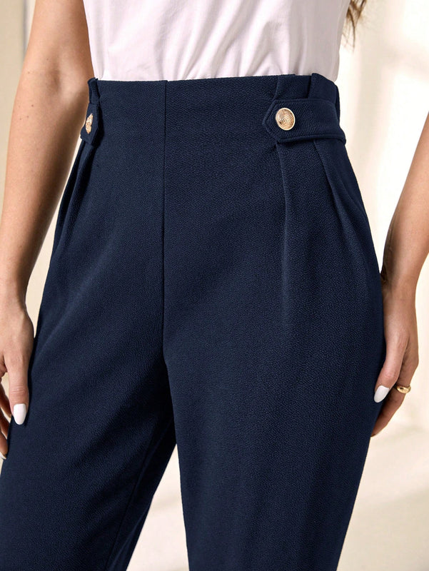 Pantalones Largos Casuales De Color Camello Para Mujer