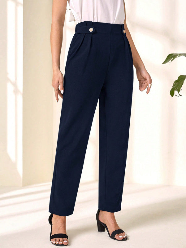 Pantalones Largos Casuales De Color Camello Para Mujer