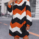 Vestido tunico con estampado de cheuron de manga farol