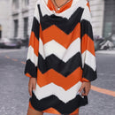 Vestido tunico con estampado de cheuron de manga farol