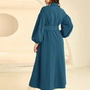Mulvari Vestido camisero de manga farol con cinturon