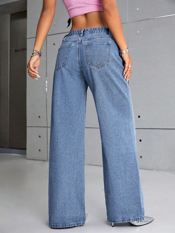 ICON Jeans con bolsillo oblicuo de pierna ancha