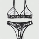 ROMWE Goth Conjunto De Lenceria Con Estampado De Calavera Para Mujer