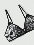 ROMWE Goth Conjunto De Lenceria Con Estampado De Calavera Para Mujer