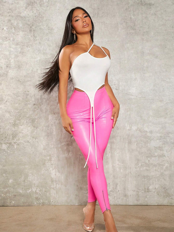 SXY Pantalones ajustados unicolor PU