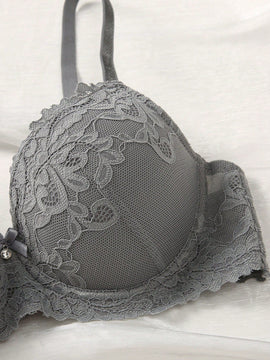 Ropa Interior Femenina Con Sujetador De Aros Y Encaje Floral