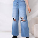 Prive Jeans desgarro de pierna ancha de talle alto