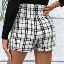 Prive Skort con patron de cuadros con boton delantero tweed