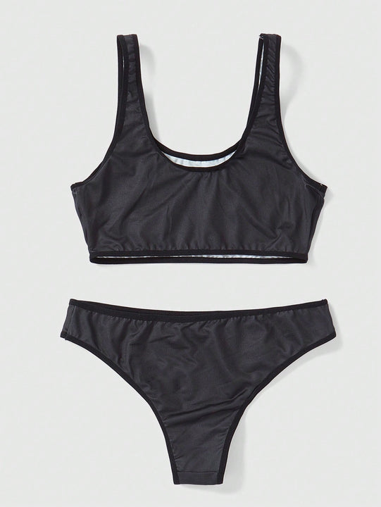 ROMWE Goth 2 Unids/set Conjunto De Ropa Interior De Mujer Con Estampado De Calavera