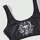 ROMWE Goth 2 Unids/set Conjunto De Ropa Interior De Mujer Con Estampado De Calavera