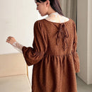 FRIFUL Blusa peplum con mangas con volante y encaje en contraste de jacquard