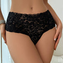 Lenceria De Encaje Floral Con Panty Con Ajuste De Cordones En La Parte Posterior