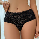 Lenceria De Encaje Floral Con Panty Con Ajuste De Cordones En La Parte Posterior