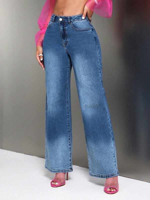 SXY Jeans con bolsillo oblicuo de pierna ancha