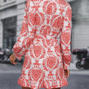 Vestido con cinturon con estampado de manga farol