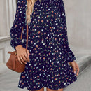 Frenchy Vestido smock con estampado de manga farol bajo con fruncido