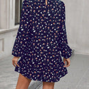 Frenchy Vestido smock con estampado de manga farol bajo con fruncido