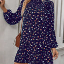 Frenchy Vestido smock con estampado de manga farol bajo con fruncido